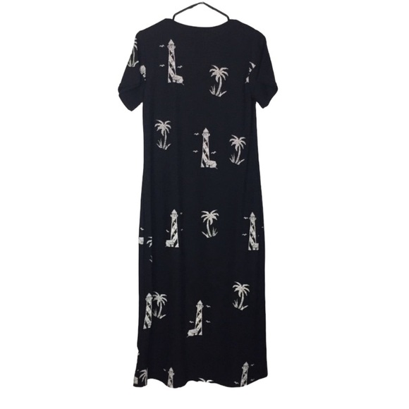Vintage 1990s lighthouse graphic maxi dress size small novelty - Picture 2 of 5